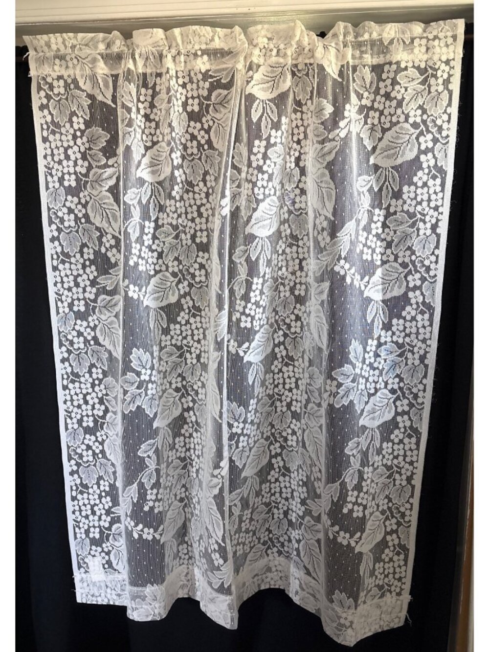 Floral Lace Window Sheer Curtain Panel 44" W x 48" L Cream